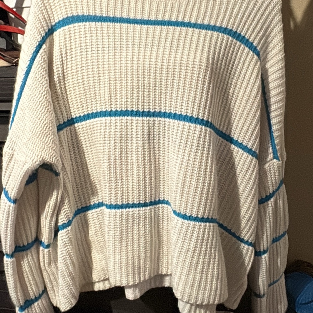 Sew In Love Cream and Blue Striped Sweater